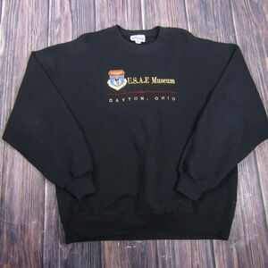 Vintage U.S.A.F Museum Sweatshirt Mens XL Black Winona Dayton Ohio Fleece 90s